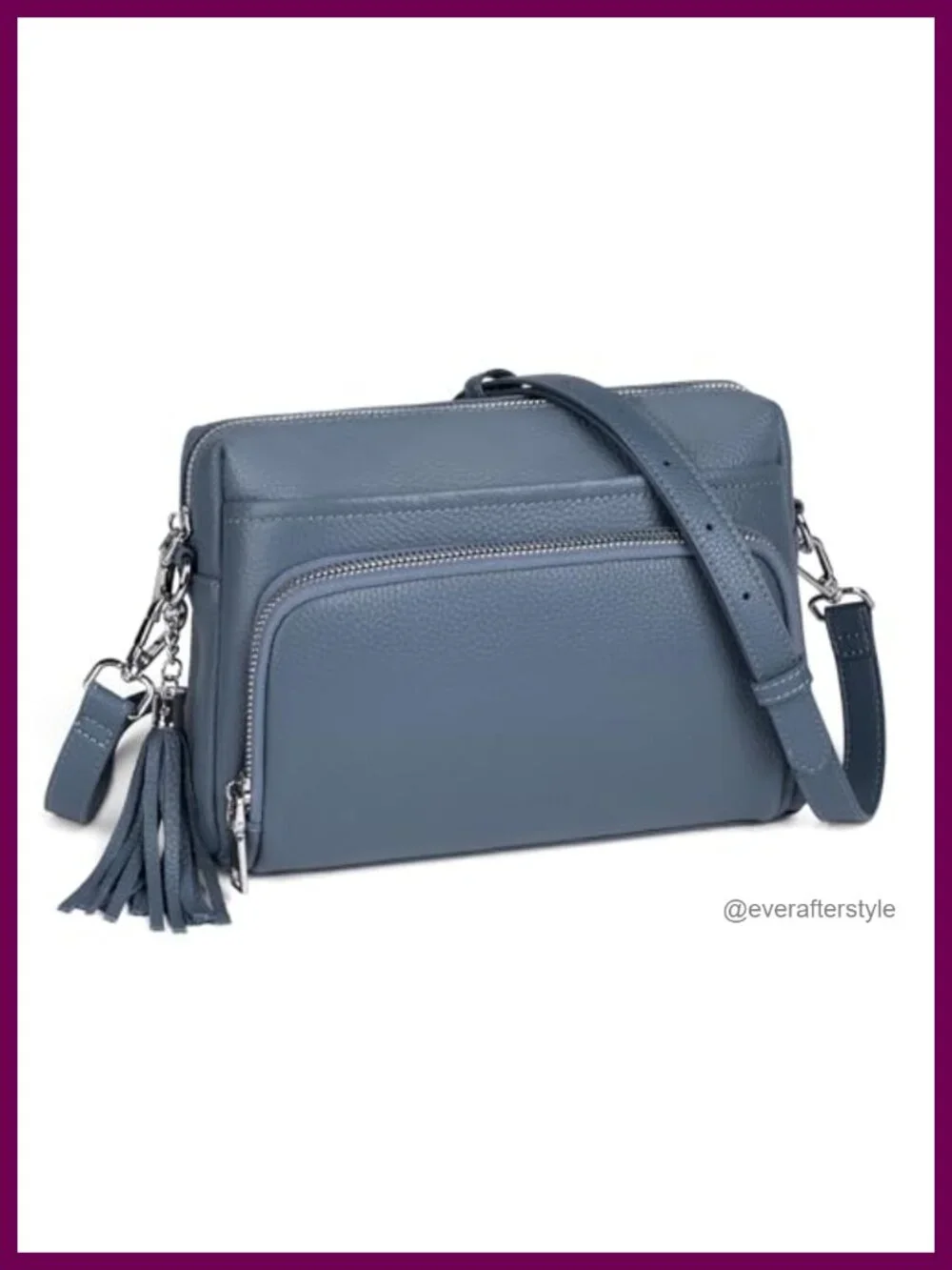 Genuine Leather Crossbody Bag with Built-in RFID Wallet and Detachable Strap